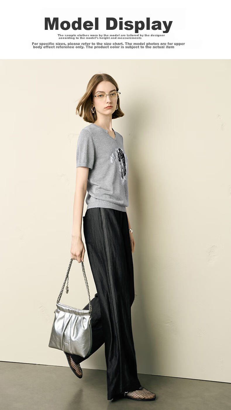 YANYEE Premium Gray Short Sleeve Knit Top for Women 2025 Summer Slim Fit Lightweight Commuter Blouse Gray 2XL 11