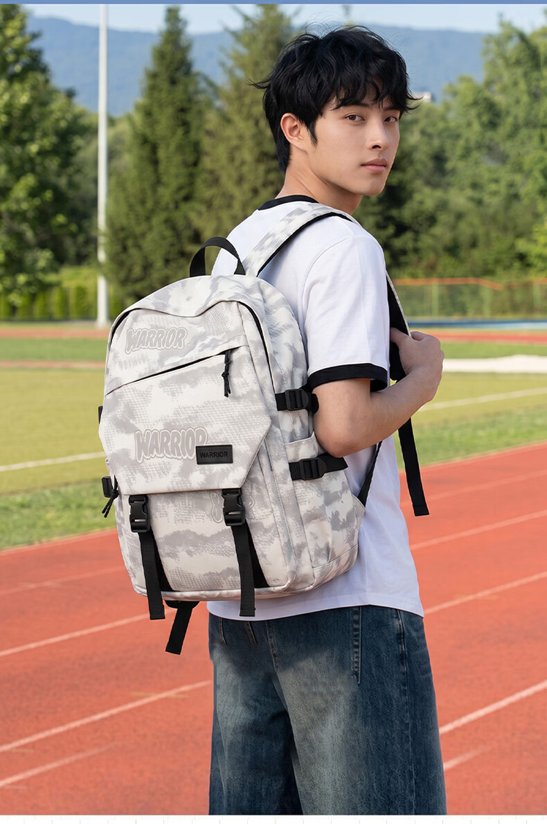 Warrior Men's New Versatile Large Capacity Student Backpack Lightweight Simple Junior High and High School Girls' Shoulder Bag 7