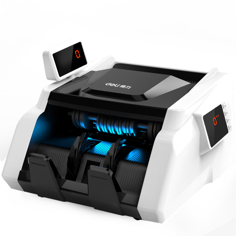 Deli Portable Banknote Counter and Detector Machine with Dual Screens, Supports New RMB, Commercial and Home Use