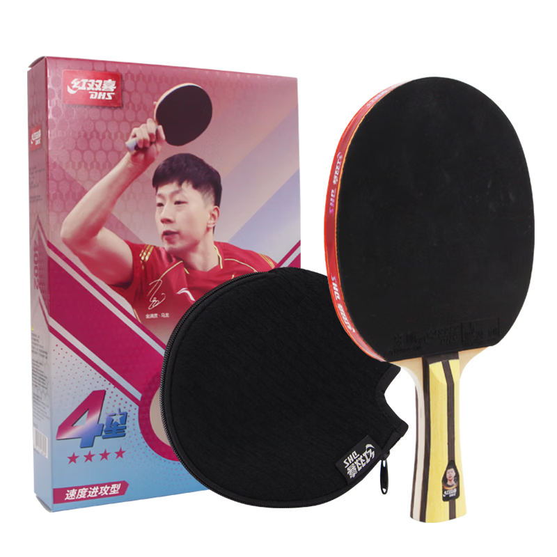DHS Hurricane 4-Star H4002 Table Tennis Racket Horizontal Grip Loop Drive Offensive (Single with Ball)