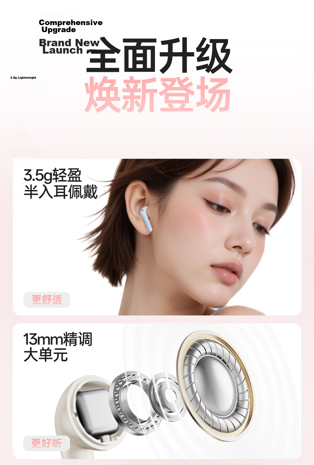 Edifier Flower Zero Air Pro Wireless Bluetooth Earphones Semi-In-Ear Bluetooth 6.0 41H Long Battery Life Coconut Milk White 7