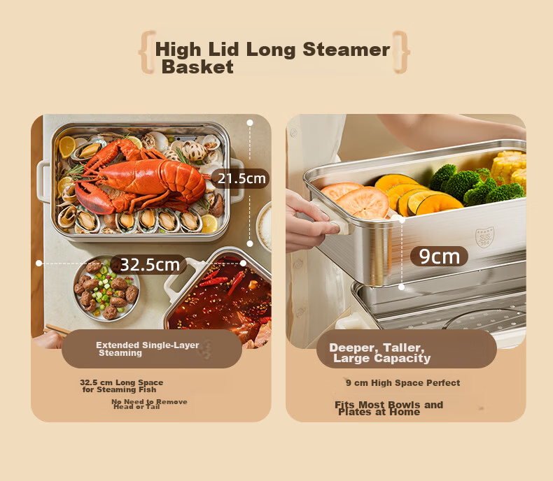 AUX Electric Steamer and Cooker 12L Multi-Functional Electric Hot Pot with 304 Stainless Steel Steamer Basket Model 30AZX-451 16