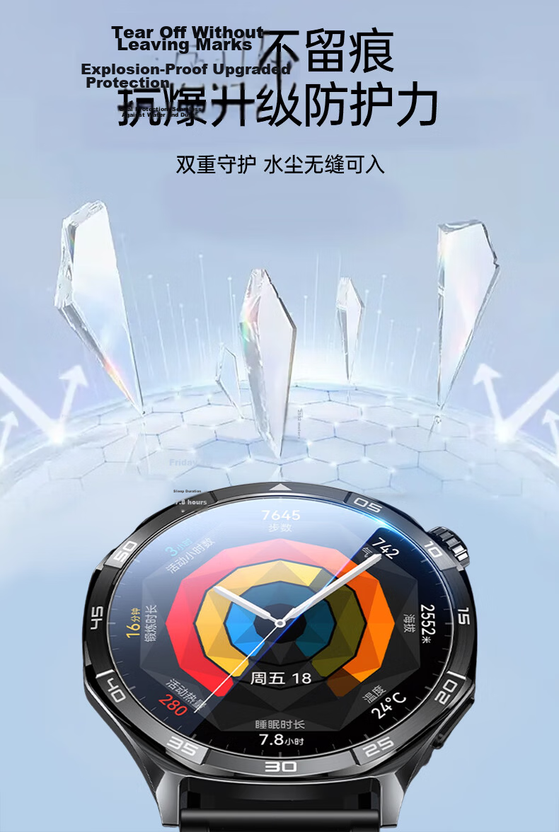 ALittleFlower Huawei Watch GT5 Tempered Glass Screen Protector Full Coverage HD Anti-Fingerprint Shockproof Film for 41mm Dial 4