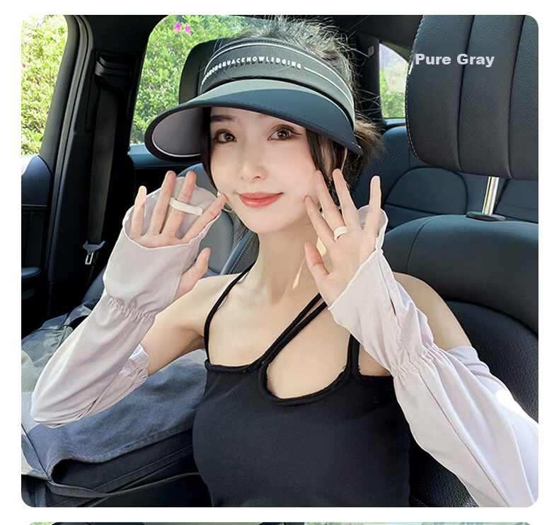 GLO-STORY Women's UV Protection Ice Silk Sun Sleeves Cute Sweet Outdoor Cycling Driving Arm Sleeves 10