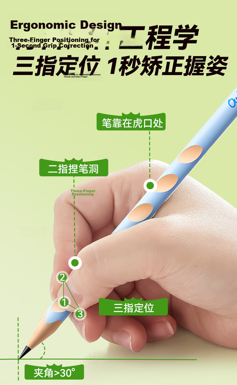 Mao Prince 5-Color Hole Pencil HB Children's Posture Correction Pencil Primary School Writing Practice Pencil Triangular Barrel Easy Grip 5 Colors 10 Pieces 5