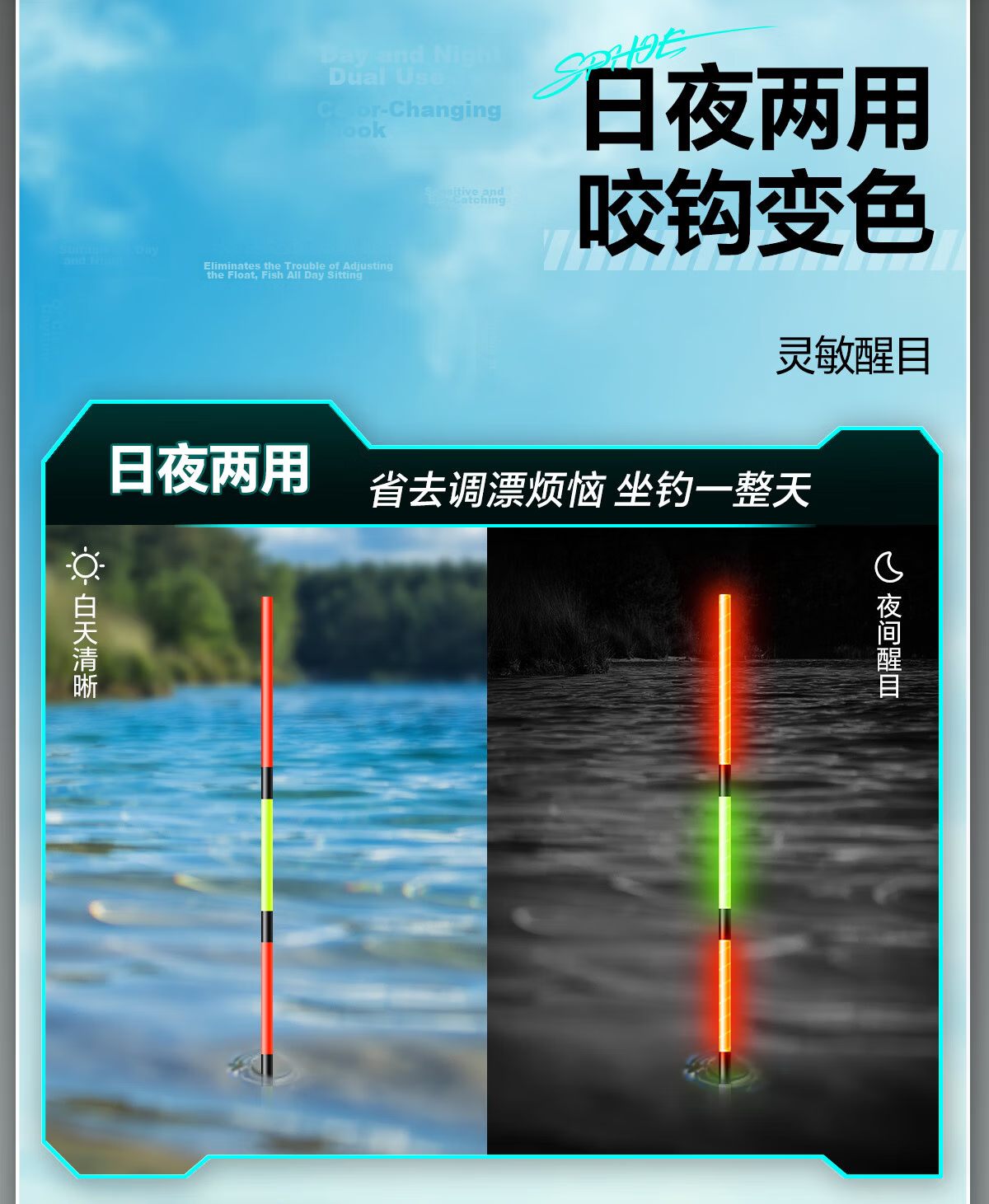 Xiaofengxian High-Luminous Night-Glowing Float L-DL, Bite-Sensitive Color-Changing Float, Day And Night Dual-Use, Highly Sensitive Fishing Float, Eye-Catching Wild Fishing Electronic Float 4