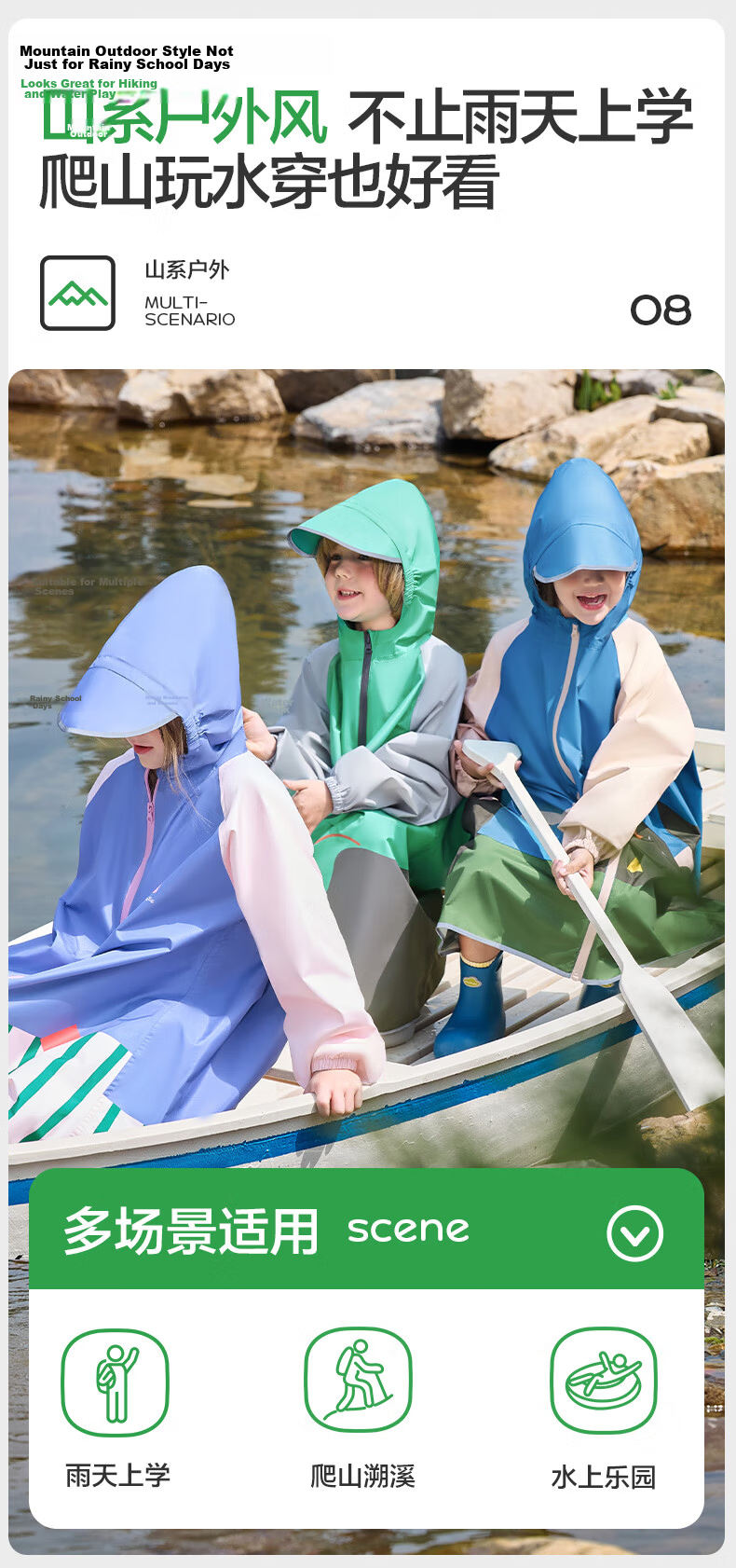 Kocotree KK Tree Kids Raincoat with Backpack Cover for Boys and Girls, Children's School Rain Poncho 19
