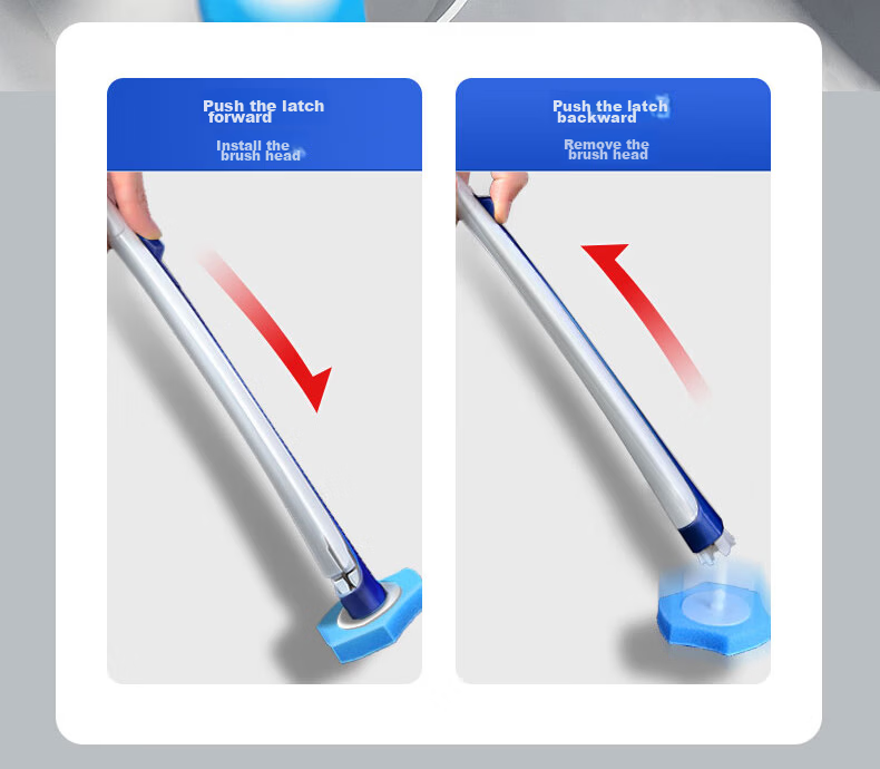 BAOJIAJIE Disposable Toilet Brush Set, Wall-Mounted, Throw-Away Design, Long Handle Bathroom Cleaning Brush with 32 Brush Heads 16