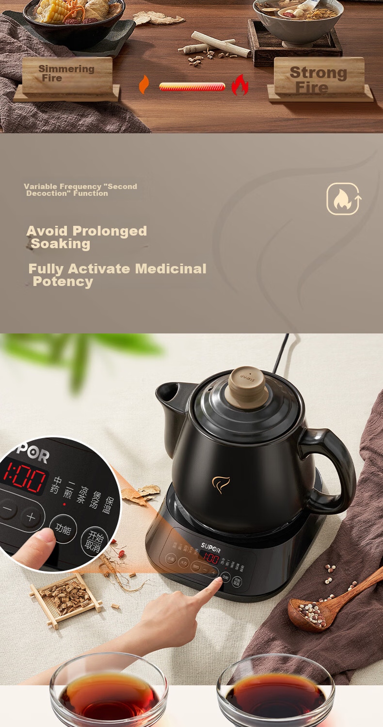 SUPOR 3L Herbal Medicine Pot Dual-Use Decoction and Medicinal Cuisine Cooker Fully Automatic Smart Appointment 600W Variable Frequency Two-Stage Detachable SW-30Y09 3