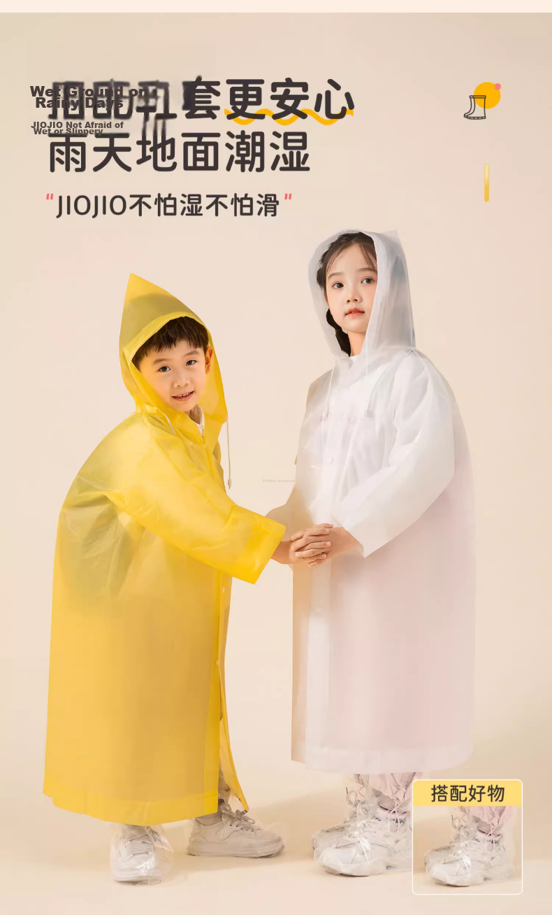 BADIGAO Disposable Raincoat Kids One-Piece Full Body Thickened Large Transparent Anti-Rain Portable Backpack Essential for School 10