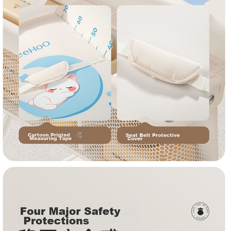 YEEHOO Diaper Changing Table Newborn Baby Care Station Baby Changing and Massage Bed Touch Bath Foldable Mobile 12