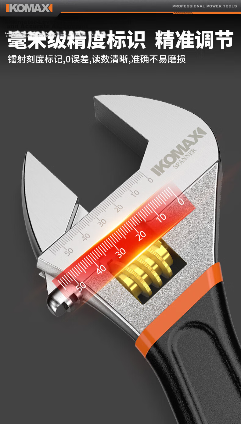 Komax Adjustable Wrench Large Opening Universal Adjustable Wrench Plastic Handle Torque Wrench Dual-Use 12 Inch 14