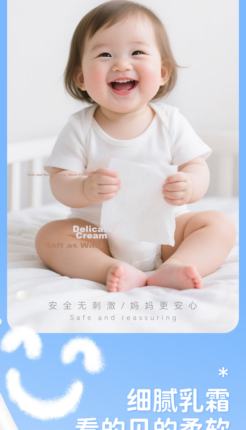 Silk Float Cream Tissue 3-Ply 100 Sheets 12 Packs Baby Facial Tissues Soft Cloud Towels for Children and Babies Nasal Care Nose Wiping 3