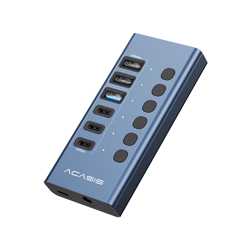 Acasis USB 3.2 Type-C 6-Port Hub Dock with Independent Switch, Multi-Control Expander, Compatible with Apple MacBook HB06Air