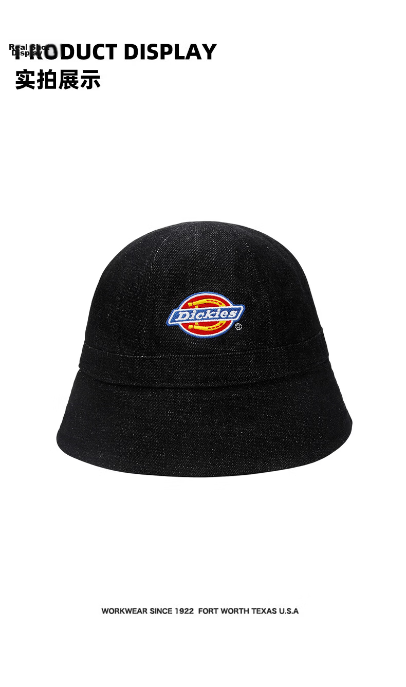 Dickies Women's New Sun Protection Fisherman Hat Large Head Circumference Slimming Face Sunshade Bucket Hat Black for Men and Couples Casual Cap 16