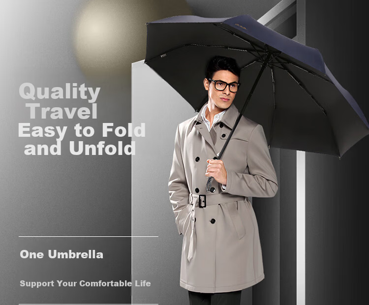Paradise Umbrella Fully Automatic Three-Fold Sun Umbrella UV Protection Folding Large Umbrella Unisex Midnight Blue 2
