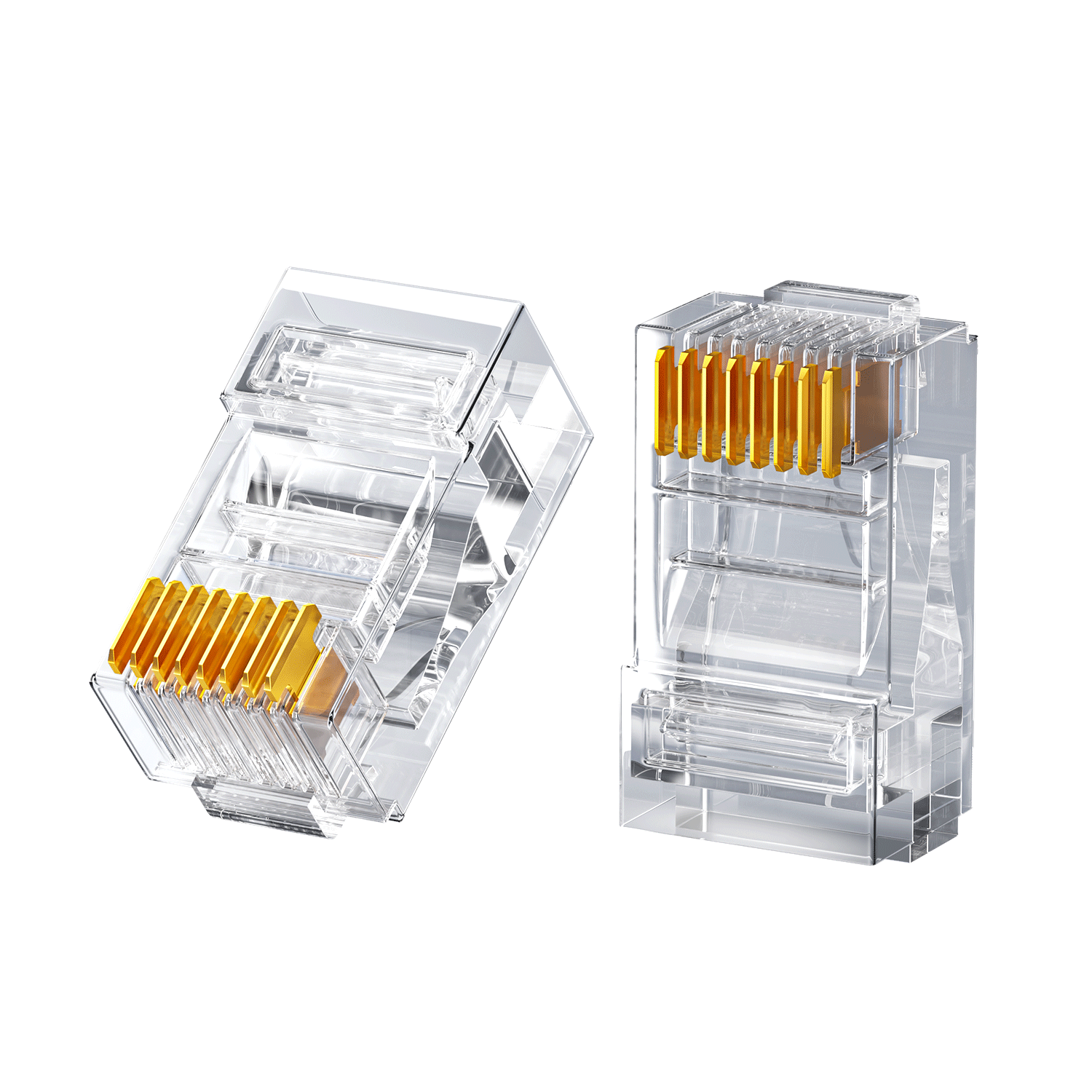 BIAZE Cat5e 30U Thickened Gold-Plated Crystal Head, Cat5e Network Cable 8-Pin Connector, RJ45 Computer Gold Finger Network Connection Head, Pack of 100