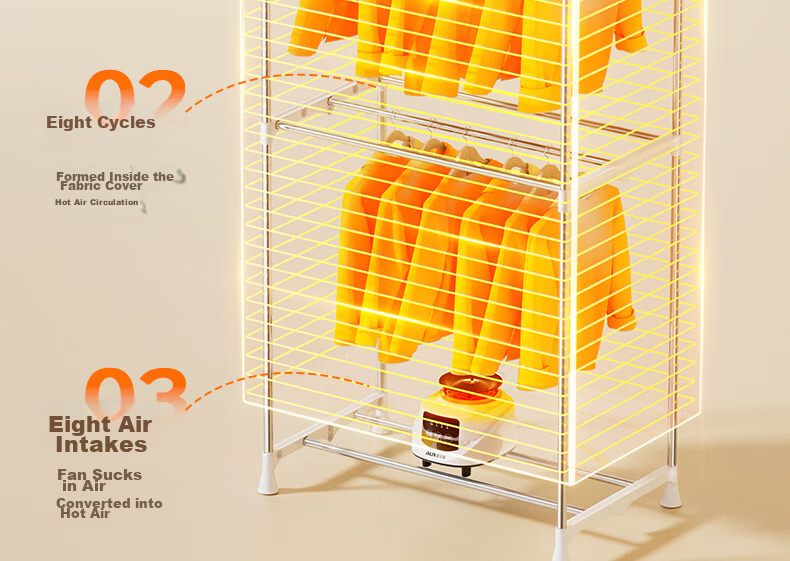 AUX [Foldable Storage + 7.5h Timer] Clothes Dryer, Foldable Home Drying Machine for Baby Clothes, Disinfection Dehumidification And Water Removal, Small Dormitory Wardrobe, 480L Large Capacity 8