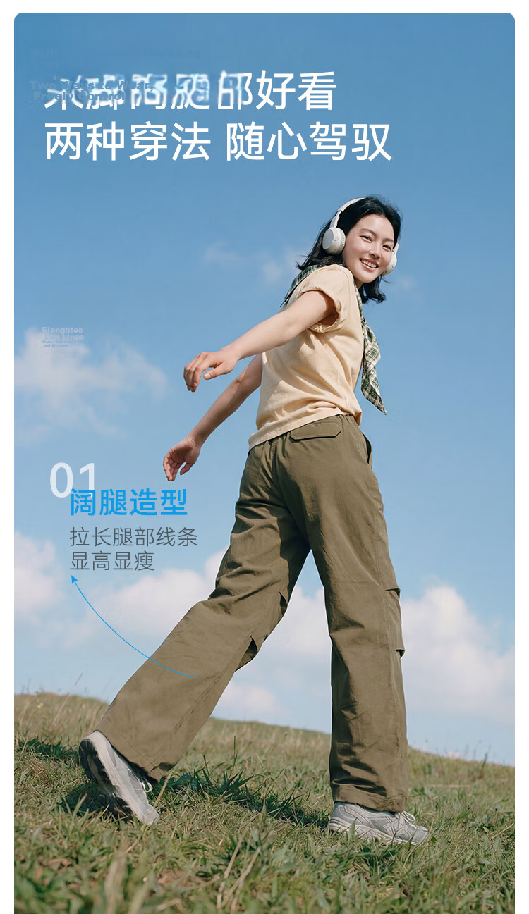 JD Original Casual Pants, Cargo Pants for Women, Loose Wide-Leg Trousers, Outdoor Hiking Climbing Pants, Parachute Pants, Black, L 7