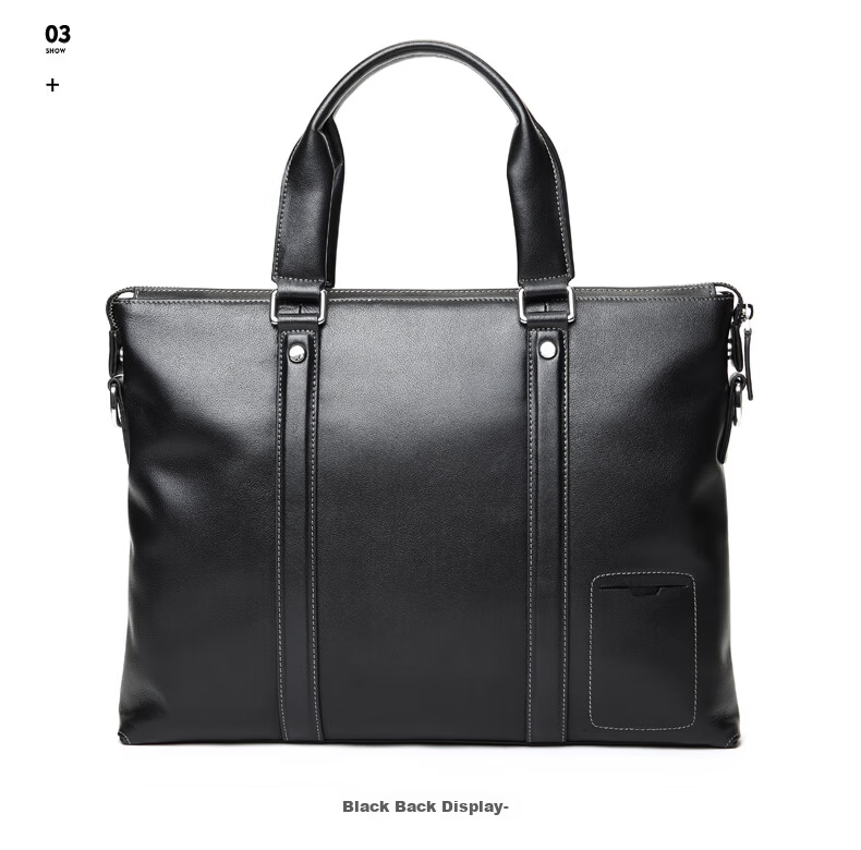American Bison Business Briefcase Men’s Travel High-End First Layer Cowhide Minimalist Handbag Horizontal Style 12