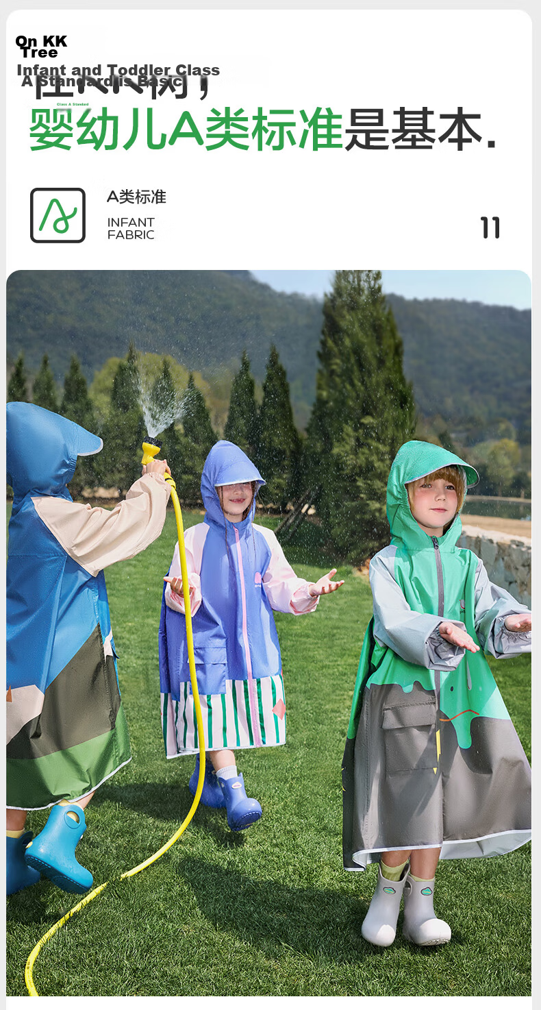 Kocotree KK Tree Kids Raincoat with Backpack Cover for Boys and Girls, Children's School Rain Poncho 24