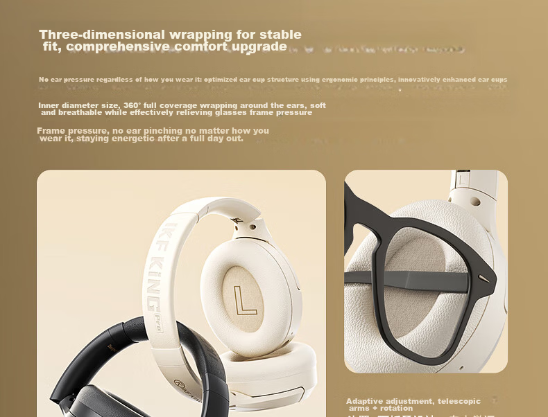 IKF King Pro2.0 Active Noise-Cancelling Over-Ear Bluetooth Headphones, Delta Unyielding Contract E-Sports Wired Gaming, Low Latency Bluetooth 6.0, Sports Music, Athens Black 31
