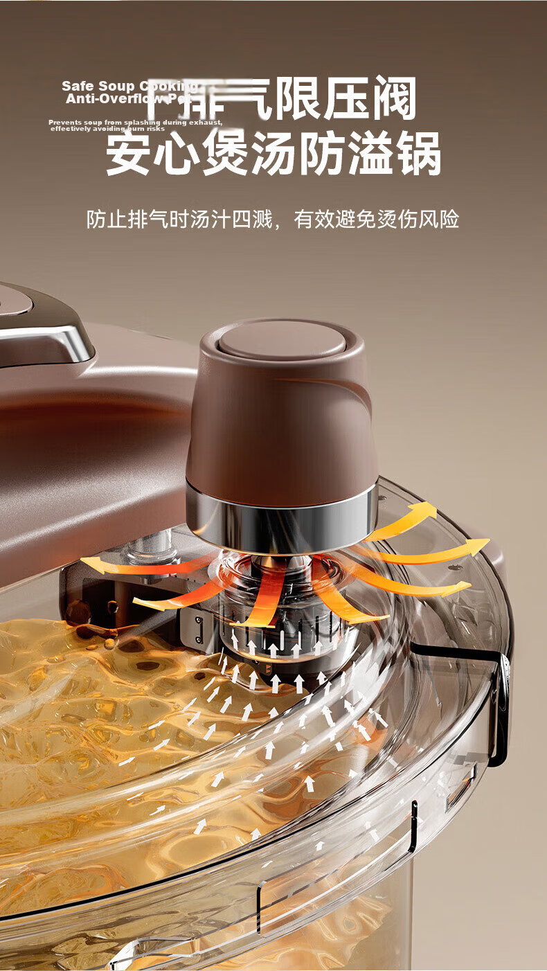 ASD Pressure Cooker 6L Single-Handed Opening 100KPa High Pressure Red YS22B5WJ1R Compatible with Induction Cooker 15