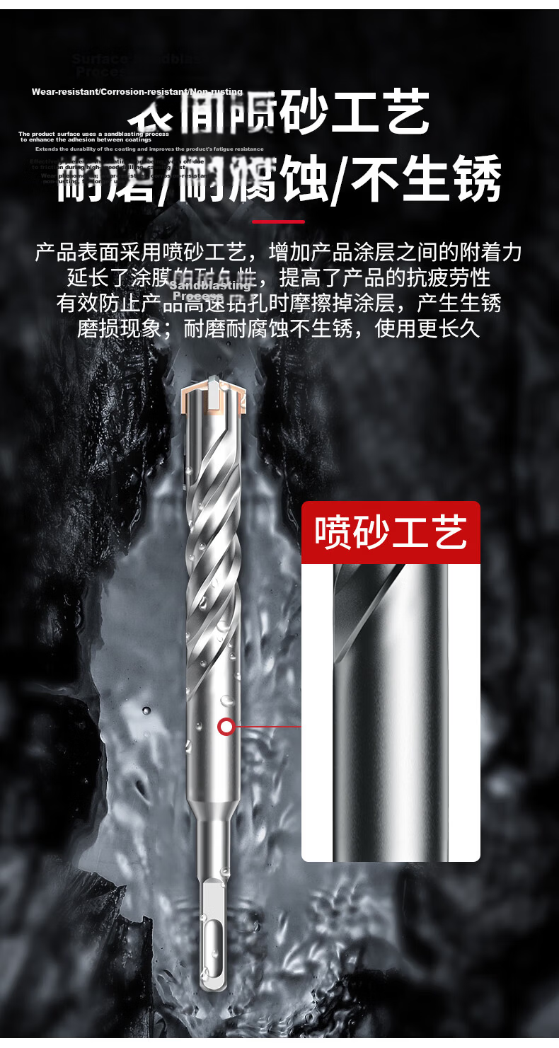 Jingkai Cross Impact Drill Bit Electric Hammer Concrete Round Shank Wall Penetration Square Shank Wall Transfer Head Four-Groove Alloy Extended Four-Blade Drill 4