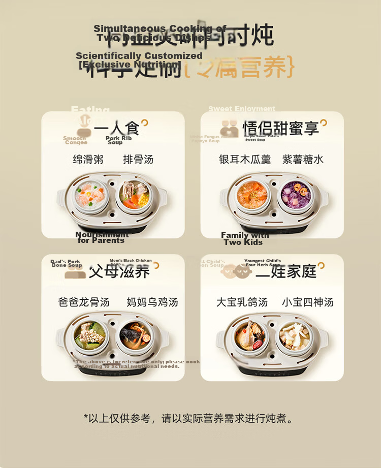 Bear Electric Stew Pot 1L DDZ-H10H6 Slow Cooker Double Boiler Soup Cooker Porridge Pot for 1-2 People 1