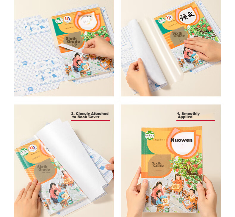 Deli 40 Sheets Multi-Size Transparent Book Covers with 48 Name Labels, Self-Adhesive, Eco-Friendly Frosted Waterproof Book Jackets for Elementary School Students 15