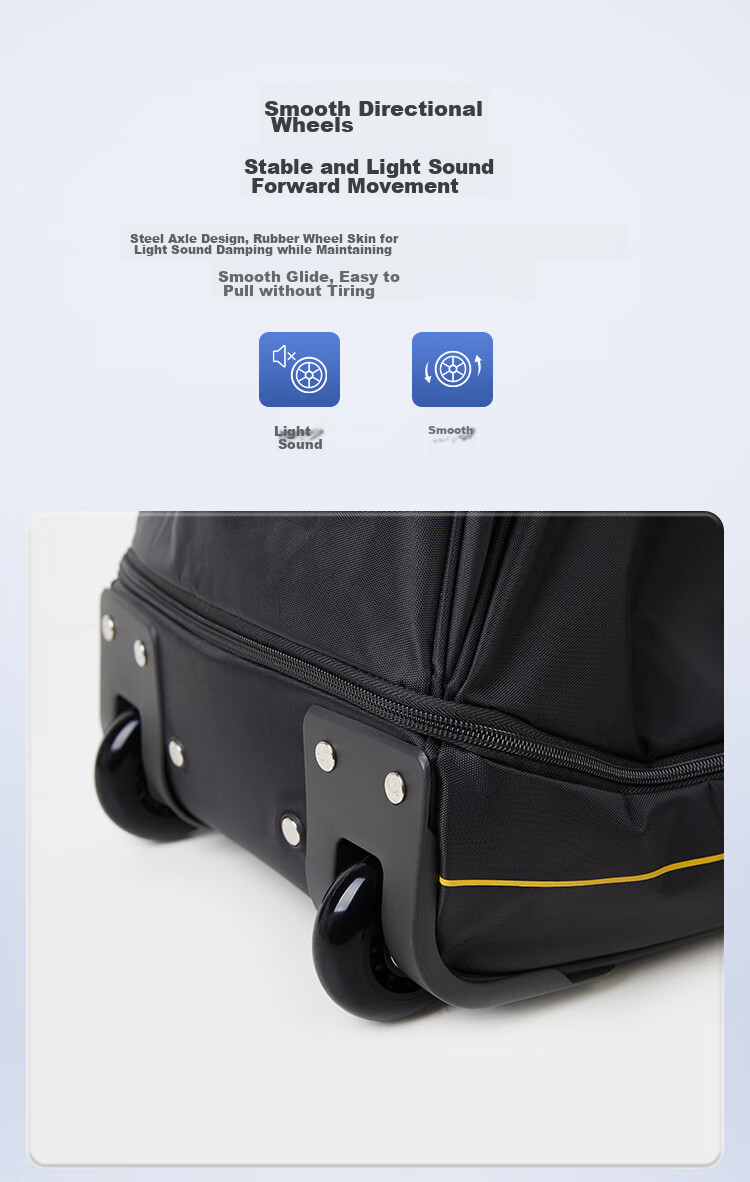 OWAS Large Capacity Wheeled Travel Bag, Handheld And Foldable Luggage, Water-Resistant Suitcase, Black 9