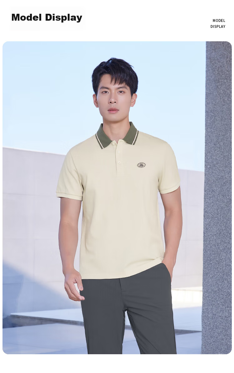 Laxdn Men's Summer New Business Casual Short Sleeve Polo Shirt, Dark Black, M 9