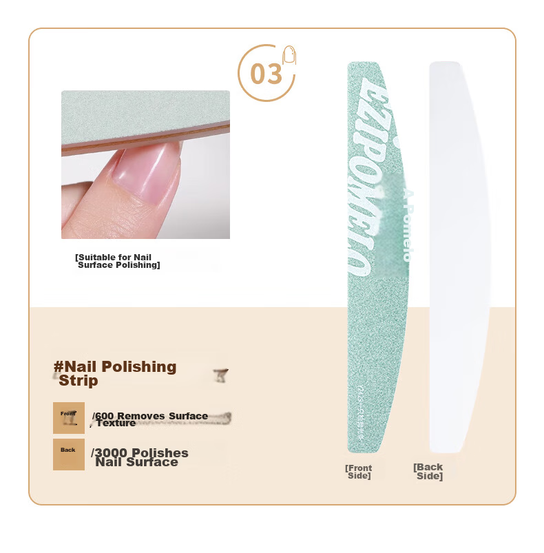 Yomi Nail File Buffer Sanding Polishing Sponge Strip Manicure Shaping 3-Piece Set Tool 10