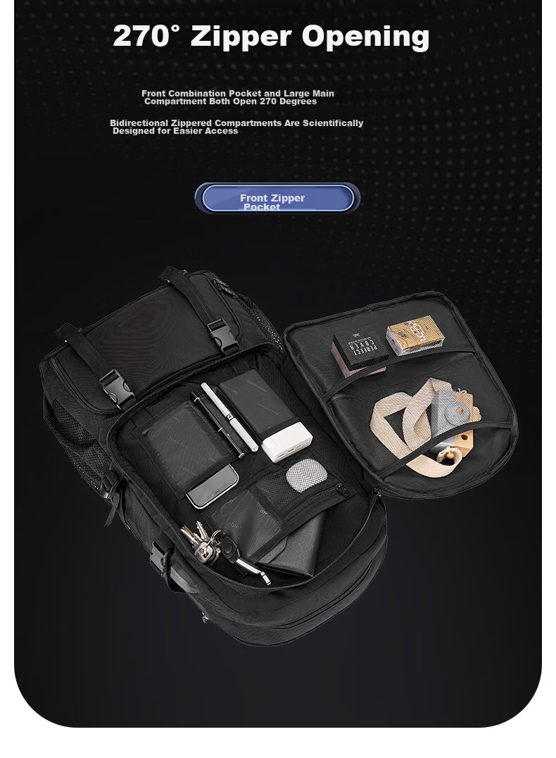 JINSHI WQ Travel Backpack, Men's Hiking Bag, Large Capacity, Long-Distance Outdoor Durable Backpack for Business Trips And Outdoor Trekking 10