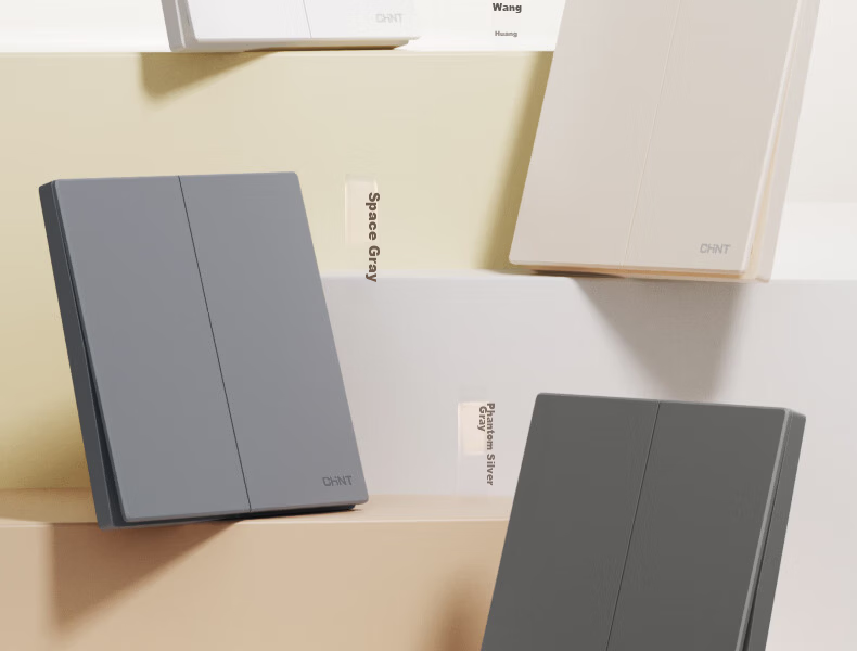 CHNT Switch Socket No-Paint Cream Style Large Panel Socket Faceplate Concealed X1M One-Gang Single-Control Five-Hole 10