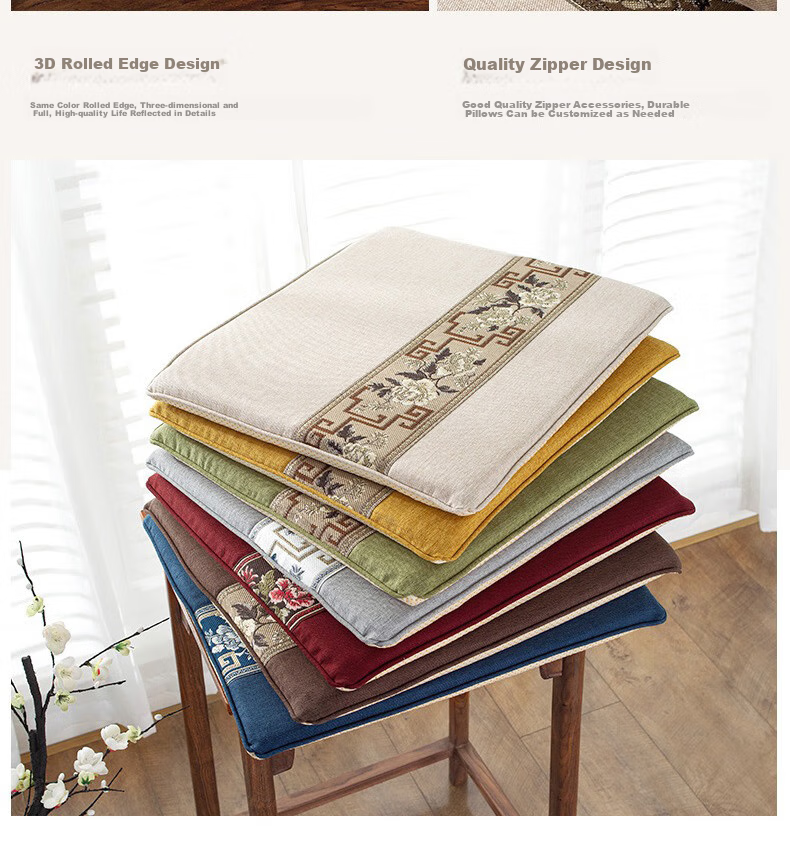 AVIVI Rosewood Chair Cushion, Chinese-Style Sofa Seat Pad, Bay Window Meditation Cushion, Chair Pad, 45*40 Fanghua Mi 9