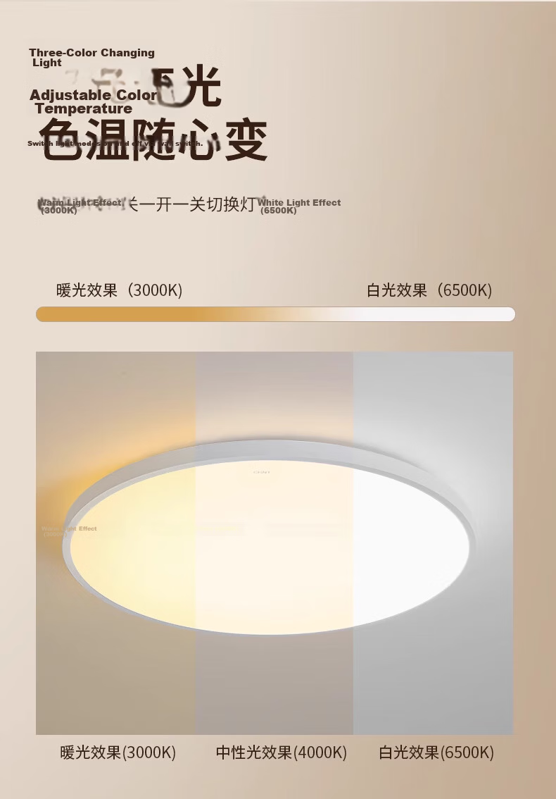CHNT LED Ceiling Light, Bedroom Light, Balcony Hallway Lamp, Ultra-Thin Super Bright Tri-Proof Lighting Fixture, Black Edge, 48W Cool White Light 15