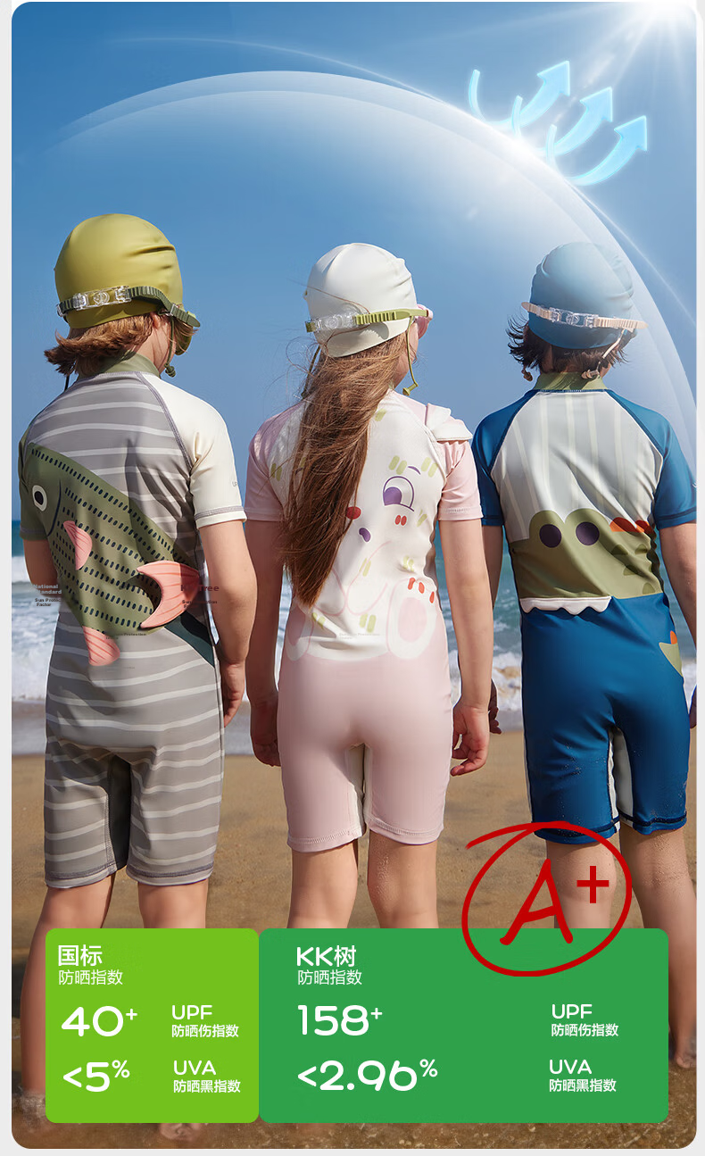 Kocotree Children's One-Piece Swimsuit, Original Yarn, Boys' Sun Protection, Girls' Long-Sleeve Antibacterial Chlorine-Resistant Swimwear for Toddlers, Summer Swimwear 10