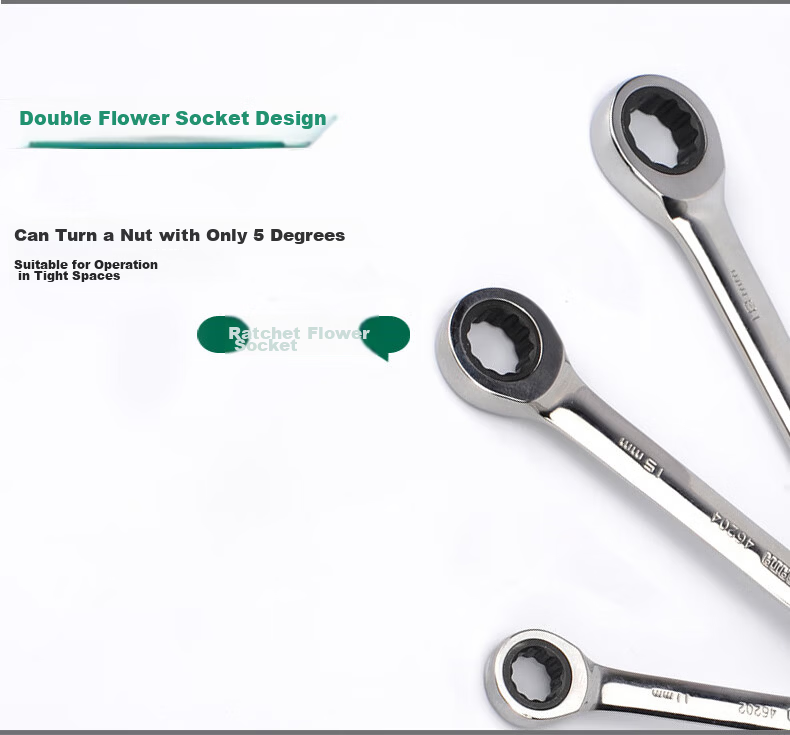 SATA 46621 4-in-1 Fully Polished Double-Ended Torx Ratchet Wrench 8x10x12x13MM 4