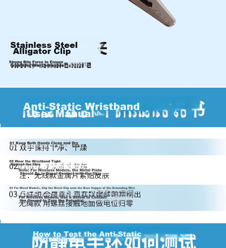 BAIGE Anti-Static Wrist Strap Wired 3m with Cord Boxed Human Body Static Eliminator 3m CW246246 10