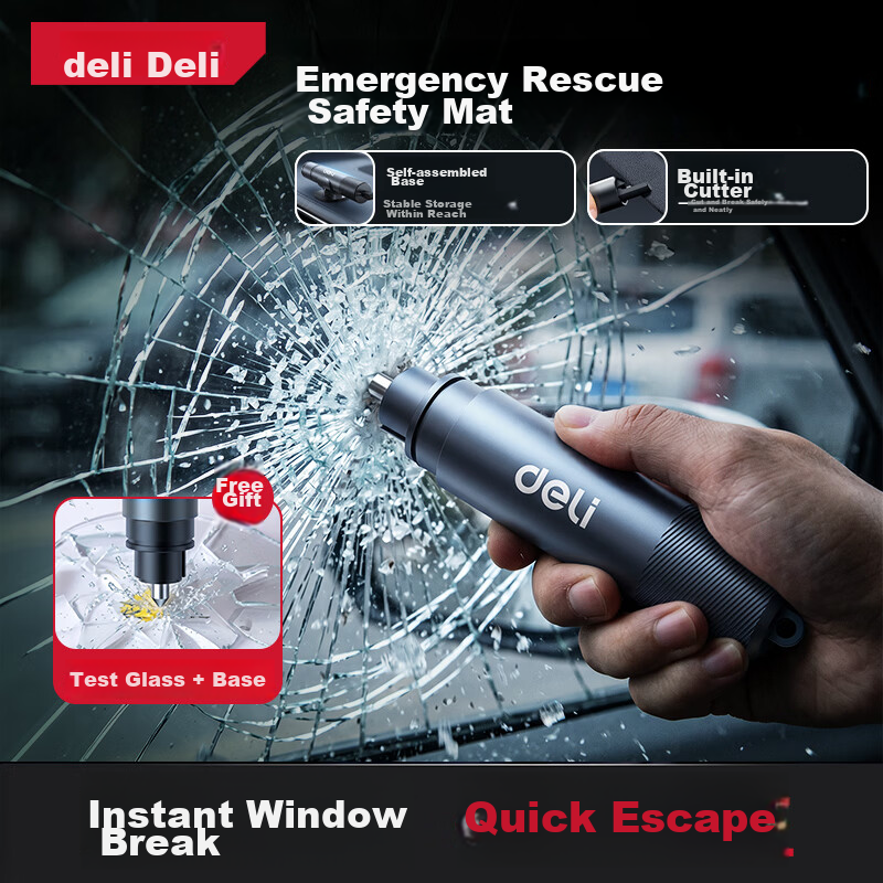Deli Car Safety Hammer Window Breaker Escape Hammer Seatbelt Cutter Emergency Rescue Tool Compatible with Xiaomi SU7