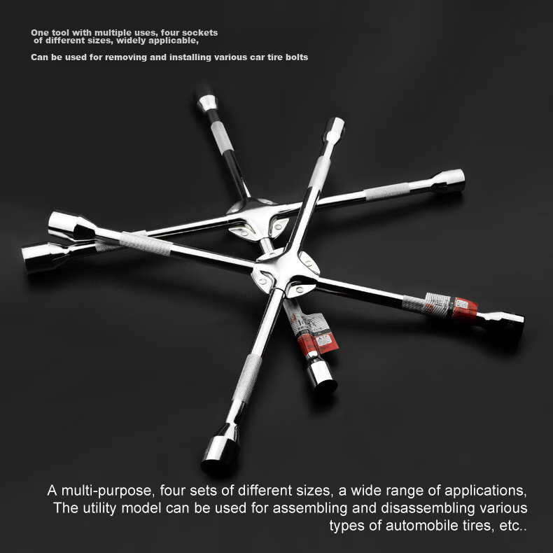 JERXUN Car Tire Wrench Hex Socket Wrench Tire Removal Wrench Extended Cross Wrench Tire Changing Tool 6