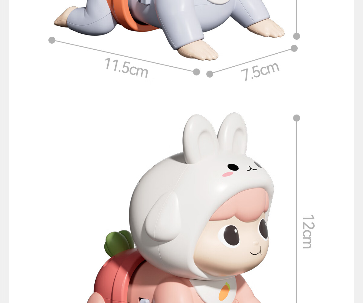 Dimoarch Baby Electric Crawling Toy, Fun Infant Learning to Crawl Early Education Enlightenment Crawling, Newborn Head-Lifting Training Rabbit Pink 25