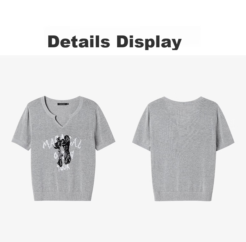 YANYEE Premium Gray Short Sleeve Knit Top for Women 2025 Summer Slim Fit Lightweight Commuter Blouse Gray 2XL 28