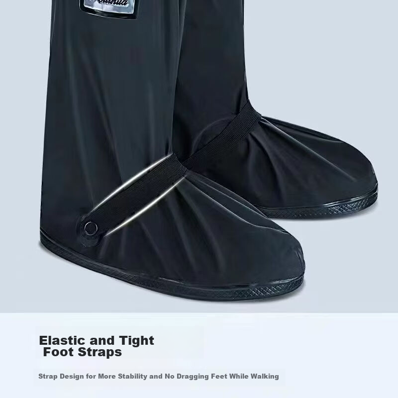 Minggu Waterproof Shoe Covers Rainproof Non-slip Thickened Wear-resistant Sandproof 360 Full Coverage PVC High Tube 40CM Size S 8