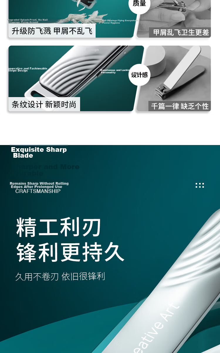 Creative Art Carbon Steel Large Anti-Splash Nail Clipper Nail Cutter Nail File 1 Piece 3