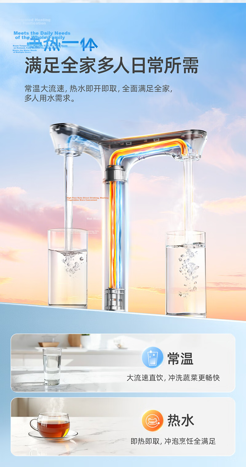 Qinyuan Water Purifier Twin-Core Hot and Cold Integrated 1600G Instant Flow RO Reverse Osmosis Filter Cartridge Low Cost Official Authorized Genuine 4