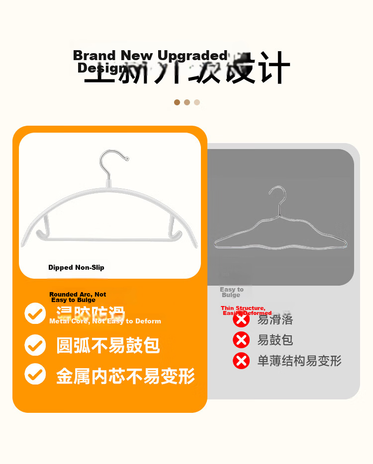 Jiabangshou Non-Marking Non-Slip Clothes Hangers Rainbow Wave Design 4-Pack for Balcony and Bedroom, Wet and Dry Use 3