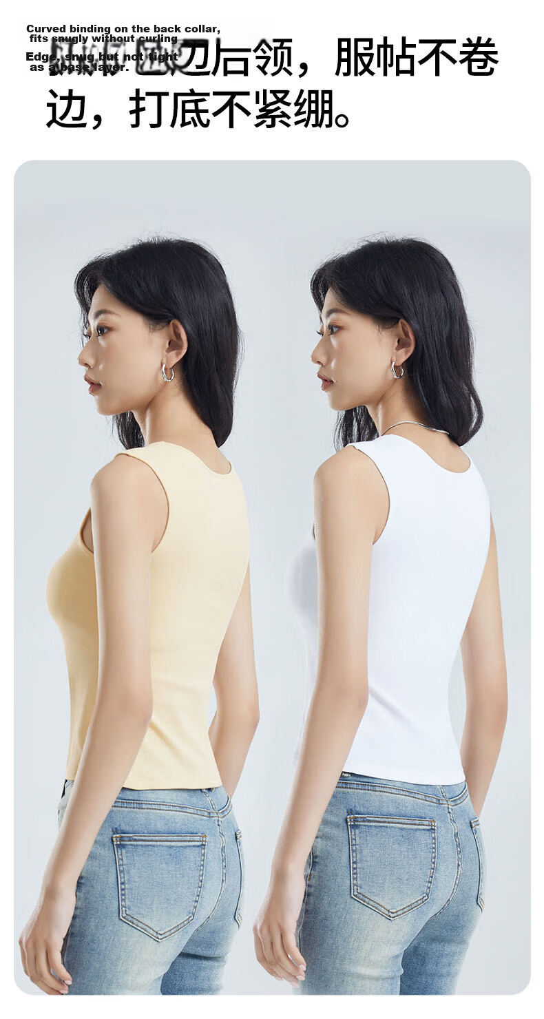 Fenteng Xinjiang Cotton Padded Vest for Women Four-Season Wide Shoulder Sleeveless Top 362 White M 9