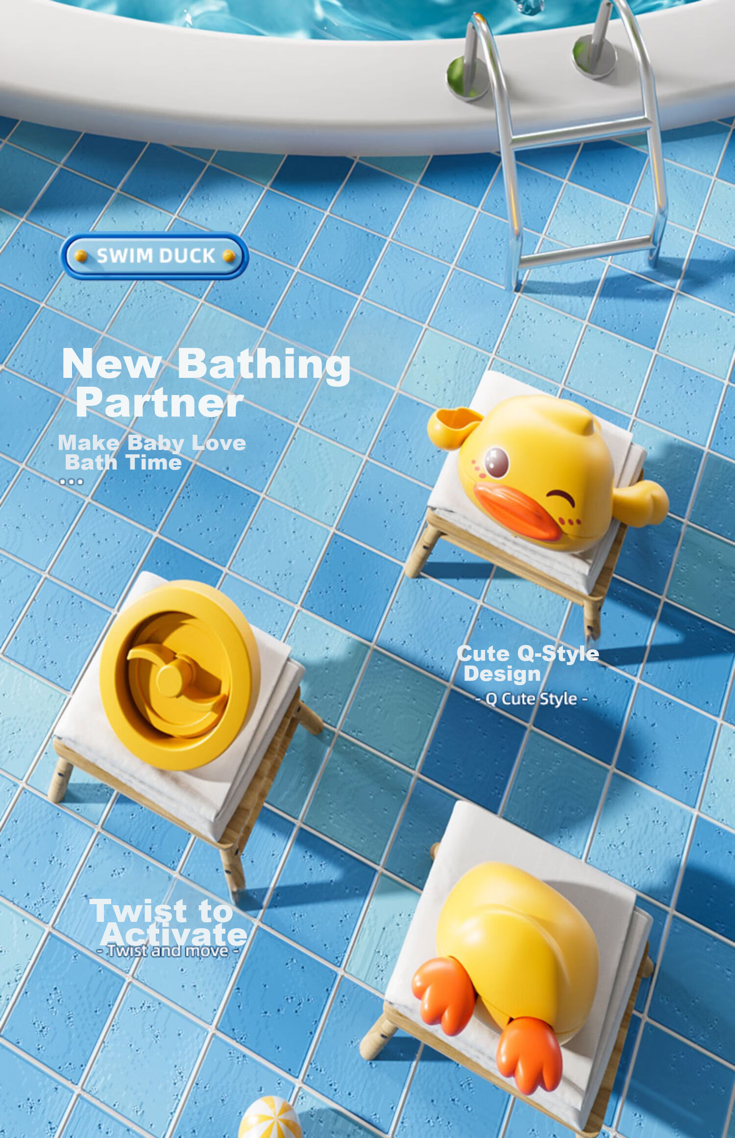 Congpai Bath Toy Baby Bath Toy 3 Years Old Water Play Yellow Duck Children's Swimming Wind-up Non-electric 4